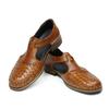 Sandalias de cuero tejido para hombre, con punta completa, estilo retro, de piel de vaca, de verano, con hebilla de trabajo y transpirables.