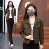 Chaqueta naranja para mujer petite 2026 nuevo casual versátil cuello solapa corte ajustado estilo coreano elegante camisa top