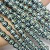 Cruz de cristal verde oscuro brillante, cuentas redondas, accesorios para pulseras y collares, joyería barata para hacer tú mismo.