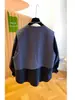 Chaleco de traje de alta gama estilo europeo con diseño de camisa de dos piezas falsas, nuevo top largo holgado y moderno de manga larga para mujer