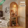 Divisor de Pantalla Tejido de Ratán Madera Maciza Usado Sala de Estar Entrada Directamente Frente a la Puerta Pantalla Base Pasillo Dormitorio Nuevo Estante de Almacenamiento de Arte