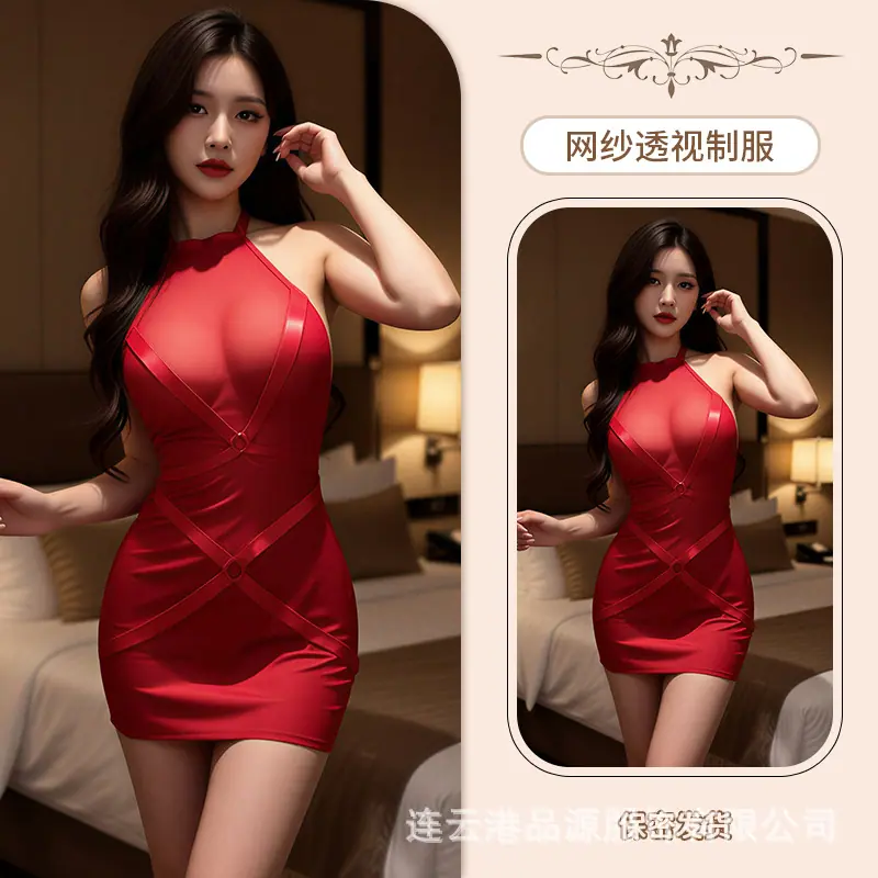 网纱透视制服--红