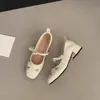 Primer Encuentro con los Zapatos Mary Jane Plateados Retro de Tacón Grueso con Moño Estilo Francés para Mujer, Modelo Nuevo 2026, Correa Única, Estilo Hada, Ligeros