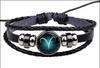 Pulsera de doce constelaciones joyería aleación de vidrio caliente europea y americana transfronteriza multicapa tejida luminosa punk cuero cielo nocturno