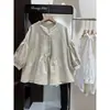 Ropa de Verano 2026 Estilo Japonés Fresca y Juvenil Blusa Casual Artística Holgada con Pliegues de Manga Media para Mujer