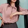 Camisa de Mezclilla Rosa Flor de Cerezo Ropa de Trabajo Otoño 2026 Nueva para Mujer Corte Holgado Estilosa 100% Algodón Camisa Corta