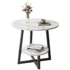 Mesa auxiliar redonda pequeña, mesa lateral para sofá, mesa de centro de lujo ligero, mini mesa de té, uso en casa en la sala de estar, mesa de esquina simple, mesa pequeña fácil de montar
