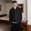 Cardigã de malha vermelho vivo para homens, primavera e outono, estilo coreano, Dongdaemun 2026, design de lapela, jaqueta suéter do ano do zodíaco