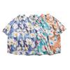 Camisa vintage retrô tailandesa com flores, estilo moderno de Hong Kong, para casal, camisa de verão de manga curta para mulheres
