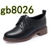 Zapatos de Mujer de Cuero de Vaca Negros Casuales con Tacón Grueso, Punta Redonda, Estilo Británico, Talla Grande, con Cordones, para el Trabajo