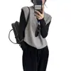 Colete multicamadas estilo japonês 100% lã, colete feminino sem mangas com decote V, 26 top de tricô de cashmere da moda outono/inverno