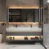 Estilo Luxo Leve Estilo Italiano Laje de Rocha Dobrada a Quente Bacia Integrada Banheiro Lavatório Inteligente Hotel Conjunto de Banheiro Enf Grade