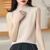 2024 Nuevo Otoño Cuello Alto Medio Chaleco de Punto para Mujer Ropa Interior sin Mangas Camiseta sin Mangas Jersey para Mujer Chaleco