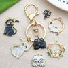 Colgante de gato de aleación de aceite goteado, colgante, lindo, joyería DIY, llavero, pulsera, aretes, accesorios de dibujos animados al por mayor