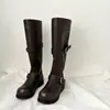Botas de caballero holgadas versátiles con hebilla, estilo europeo y americano, para mujer, botas largas de moda de suela gruesa para el verano 2026, botas con plataforma para aumentar la altura