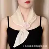 Bufanda de Seda con Flor de Rosa de Gasa Ligera Estilo Nuevo, Bufanda Decorativa Elegante y Versátil para Madres, Cinta de Moda de Gama Alta para Mujeres