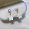 Nova Prata Esterlina S925 Pérola Natural de Água Doce Genuína Joias Brincos Banhados a Ouro 18K Joias de Pérola Zhuji Uma Peça Dropshipping