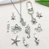 20 Pingente de Liga Hipocampo Tartaruga Estrela do Mar Vida Marinha Prata Tibetana Acessórios DIY para Brincos Pulseira Colar