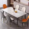 Juego de mesa y sillas de comedor moderno minimalista, con tablero de losa de roca para un toque de lujo, adecuado para apartamentos pequeños, mesa de comedor rectangular
