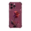Cordón de Rosa Roja para Funda de Teléfono Apple 18pm iPhone 17 Textura de Cuero 16 Nuevo para Mujer 15 Protección contra Caídas 14 Gama Alta