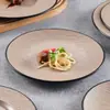 Prato de Melamina Estilo Japonês A5 Prato Redondo Imitação de Porcelana Prato Plano Restaurante Prato de Jantar de Plástico Panela Quente Churrasco Prato de Carne Uso Comercial