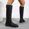 Botas Quadradas Acima do Joelho para Mulheres, Novo Estilo Outono e Inverno, Pernas Grossas, Aparência Emagrecedora, Saltos Grossos, Botas Finas de Salto Alto, Botas de Cavaleiro Macias com Forro de Lã