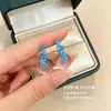Pendientes de Bola de Cristal Cielo Estrellado de Gama Alta Turquesa, Pendientes de Zirconia de Nicho Vintage, Pendientes Elegantes y Exquisitos de Gama Alta