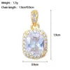 [Oro Real de Cobre] Diamante Cuadrado Blanco Ovalado Moda Comercio Exterior Transfronterizo DIY Joyería Accesorios de Colgante Microincrustados de Circonio de Cobre