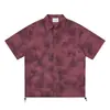 Camisa retro japonesa a cuadros desgastados de manga corta con cordón en el dobladillo para hombre, nueva blusa casual holgada versátil de verano para mujer