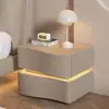 Mesa de Cabeceira Creme 2024 Quarto Criativo Casa Nova Moderna Simples Alto Padrão Madeira Maciça Armazenamento de Cabeceira Novo Estilo