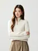 Suéter de cachemira grueso de punto trenzado con cuello alto y media cremallera estilo perezoso de siete hilos para mujer, jersey de punto, tejido cálido