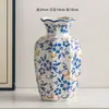 Vaso Cerámico Retro de Porcelana Azul y Blanca de Alta Gama Estilo Chino para Entrada, Decoración de Arreglo Floral para Sala de Estar, Flores Hidropónicas, Venta al por Mayor