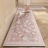 Alfombrilla de Cocina Floral Americana Resistente a la Suciedad Lavable Antideslizante Felpudo Doméstico de Tira Larga Absorbente de Agua Alfombrilla de Tierra de Diatomeas