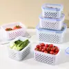 Caja de Drenaje para Almacenamiento de Refrigerador Azul Cuadrada Grado Alimenticio Especial Refrigerado y Congelado Sellada Cocina Fruta y Verdura