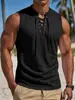 Colete de linho sem mangas respirável estilo americano de verão, soltinho, masculino, Viking medieval, com cordão, para venda transfronteiriça na Amazon