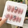 FM-335 Adesivos para Unhas Postiças, Unhas Removíveis Usáveis, Novo Produto, Design Olho de Gato Flor de Ameixa para Todas as Estações, 30 Peças, Arte de Unhas com Selagem Manual