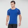 Ropa de Fitness para Hombre Verano Pro Ropa de Entrenamiento Deportivo para Correr Camiseta Ajustada de Manga Corta Ropa Transpirable de Secado Rápido Transfronteriza Europea y Americana Moldeadora