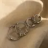 Aretes de Aro de Plata 925 Coreana para Mujer, Aretes de Círculo Retro Elegantes, Modernos y Simples Elegantes, Aretes de Nicho Populares