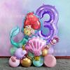 Traje de globo digital púrpura de concha de sirena transfronterizo Modelado temático de guía de camino de columna digital Bola de decoración de cumpleaños