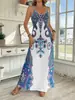 Vestido Transfronteiriço Novo Feminino 2026 Amazon Europeu e Americano Vestido Estampado de Gola V Sem Mangas