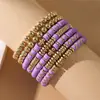 Pulseira Dupla Camada Roxa de Novo Estilo Transfronteiriça com Pingentes de Letra e Coração, Conjunto Colorido Personalizado de Joias de Contas Venda por Atacado