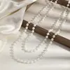 Colar Longo de Pérolas Artificiais 8mm Mais Vendido no Exterior para Mulheres, Corrente de Suéter Versátil da Moda Joias em Camadas Atacado