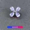 Pendientes de Aleación de Titanio F136 Gota de Agua Flor de Cuatro Pétalos Incrustados con Circonio Rosca Interna Clavo para Hélice Auricular Clavo para Cartílago Hélice G23 Joyería para Piercing de Titanio