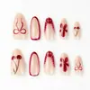 30 Piezas de Uñas Almendradas Portátiles Hechas a Mano Transfronterizas, Flores Pintadas de Alta Gama, Manicura Francesa con Estampado de Leopardo, Uñas Portátiles