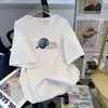 Camiseta de manga corta de estilo americano moderna para hombre, cuello redondo de verano, versátil casual, nuevo estilo 2025, marca de moda, camiseta holgada estilo Hong Kong