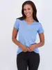 Nailon Catiónico Seda Transfronterizo Nueva Camiseta de Manga Corta para Mujer Verano Holgada Ropa de Fitness Deportiva Color Piel Hombro Derecho Secado Rápido Yoga