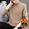 Outono Inverno Pelúcia Dupla Face Base Camada Masculina Média Gola Alta Camiseta Versátil Espessada Quente Roupa Íntima Manga Longa Masculino