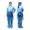 Conjunto de impermeable y pantalón de lluvia desechables de PE engrosado con cubrepies, adecuado para áreas escénicas y parques de atracciones, conjunto de impermeable de dos piezas para adultos