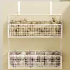 Estante de almacenamiento para cocina, especiero multicapa para puertas de gabinetes, caja de almacenamiento para montaje en pared para cebollas, jengibre y ajo, canasta pequeña colgante sin perforación
