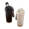 Garrafa Térmica 316 Revestimento Cerâmico Caneca de Café Grande Capacidade Alta Aparência Feminina Portátil Parede Dupla Canudo Copo de Água